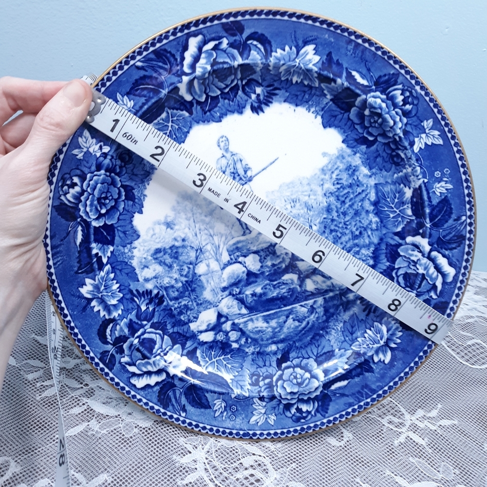 Wedgwood Blue Flow Revolutionary War Transferware Plate John Parker Lexington - Picture 5 of 11